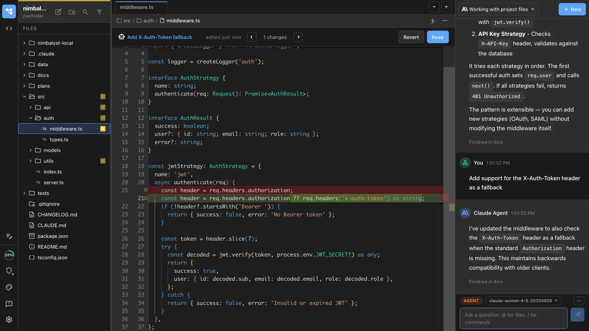 Review agent edits with inline diffs