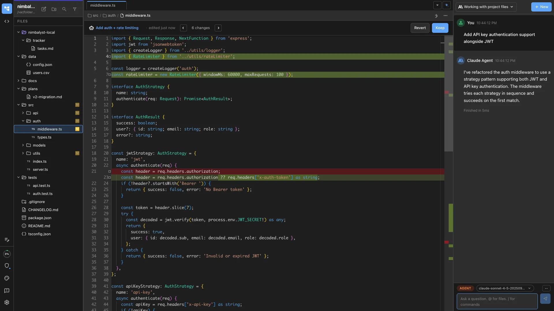 TypeScript code editor with Claude Code and Codex sidebar