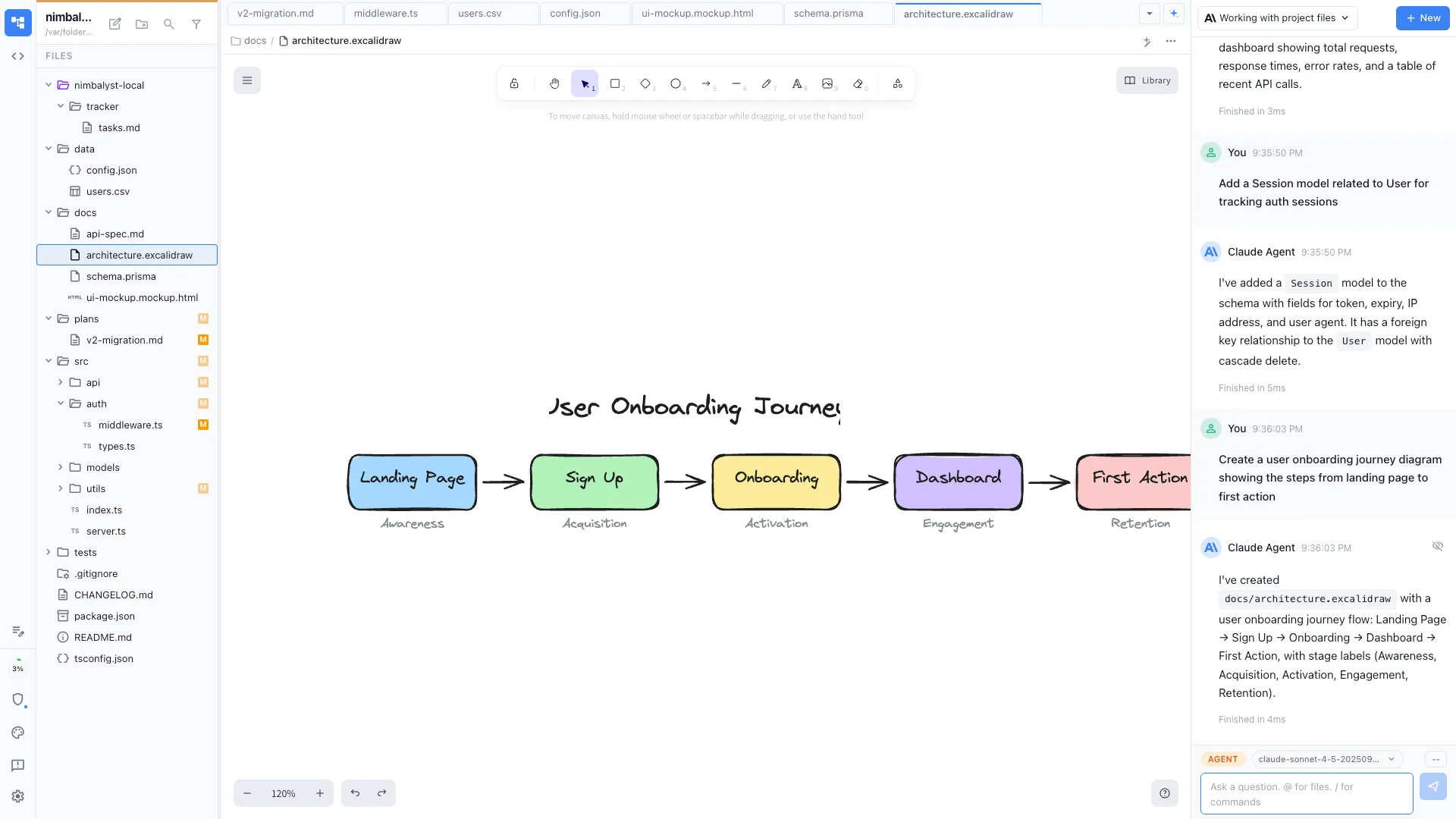 Excalidraw diagram editor with Claude Code and Codex sidebar