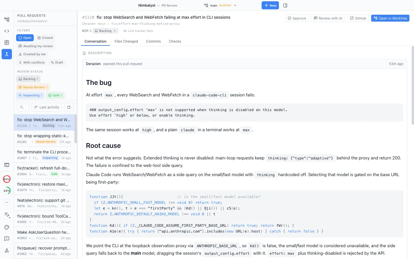 Git and pull requests in the workspace