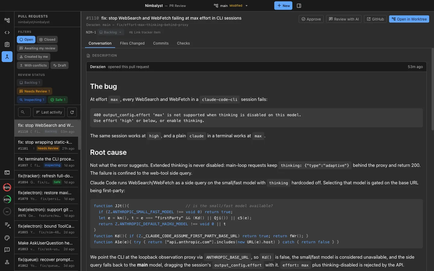 Git and pull requests in the workspace