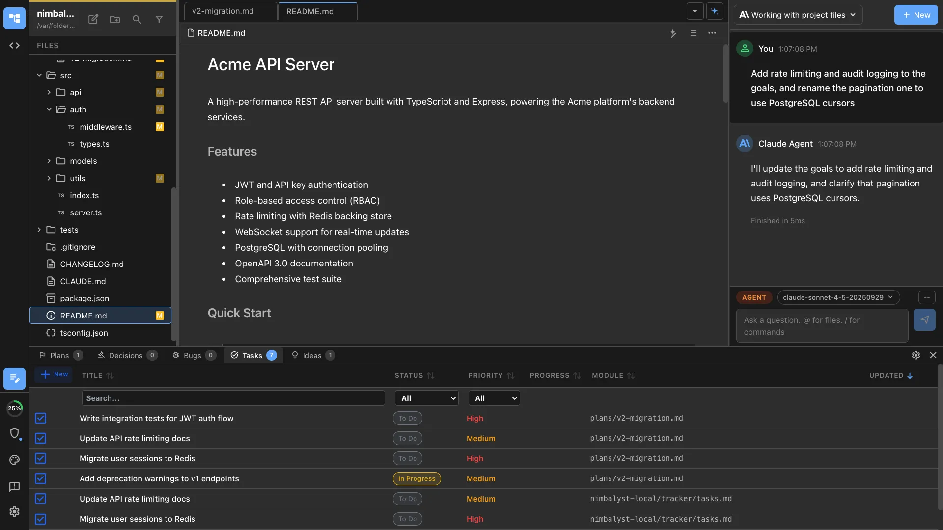 Open storage of content and status in markdown
