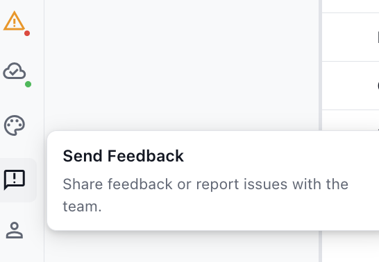The Send Feedback button in the navigation gutter