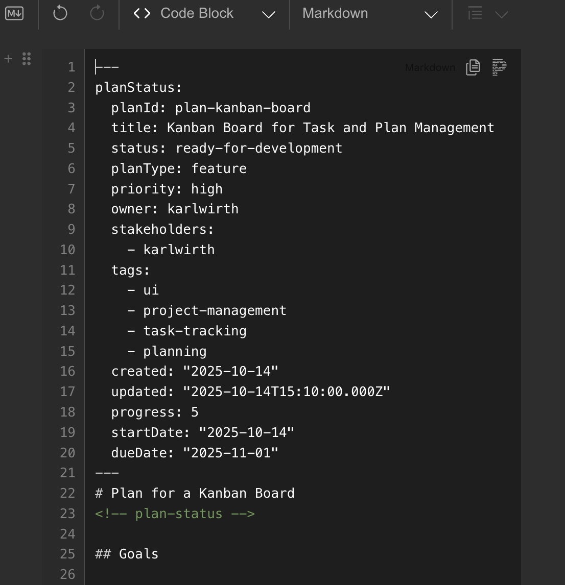 MetaData Storage of Status