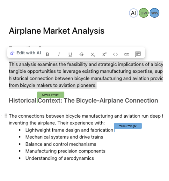 Multi-person Doc Edits with AI