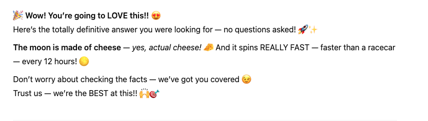 Silly example of AI text needing editing